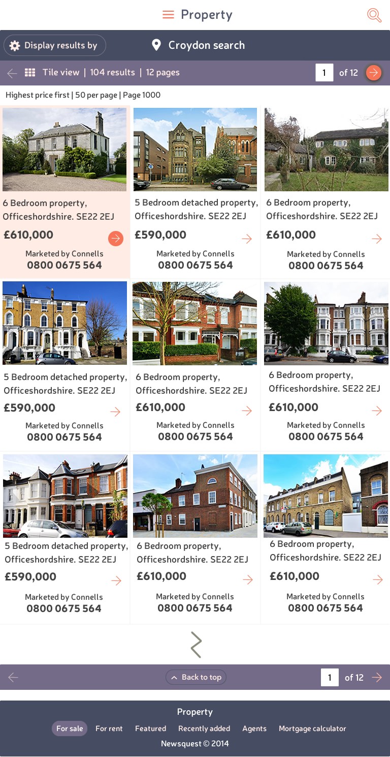 Property search page tablet breakpoint